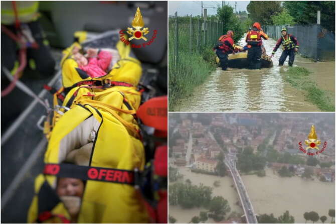 Maltempo in Emilia Romagna, due neonate salvate insieme ai genitori: “Aiuto, l’acqua sta salendo”