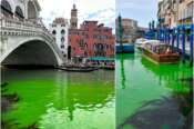 Il Canal Grande a Venezia si tinge di verde, potrebbe essere stato un errore: “Nessuna preoccupazione ambientale”