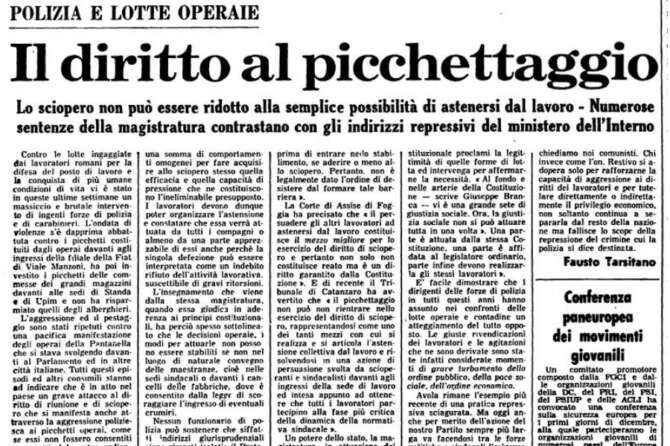Il diritto al picchettaggio: lotte operaie e polizia
