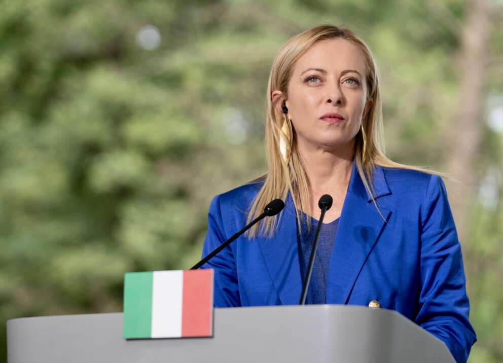 La presidente del consiglio Giorgia Meloni in Polonia