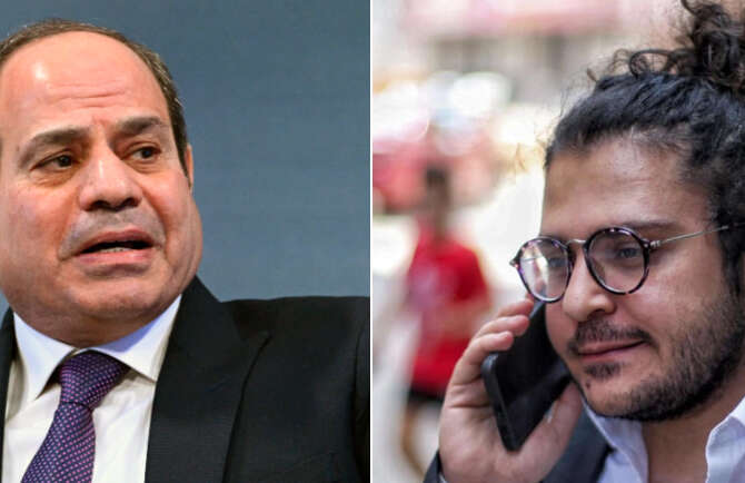 A sinistra il Presidente egiziano al-Sisi, a destra Patrick Zaki