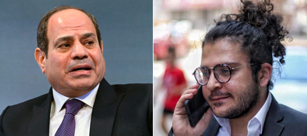 A sinistra il Presidente egiziano al-Sisi, a destra Patrick Zaki