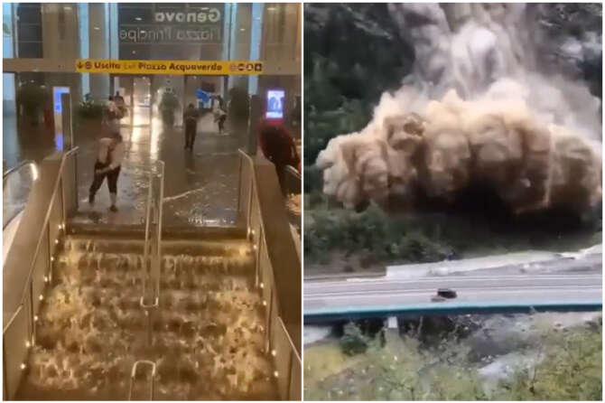 Nubifragi e allagamenti al nord, treni sospesi tra Italia e Francia: “Poppea può diventare un Medicane”