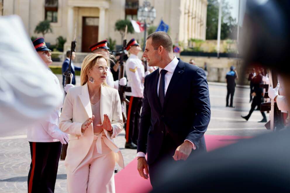 La presidente del Consiglio Giorgia Meloni a Malta per la riunione del Med9