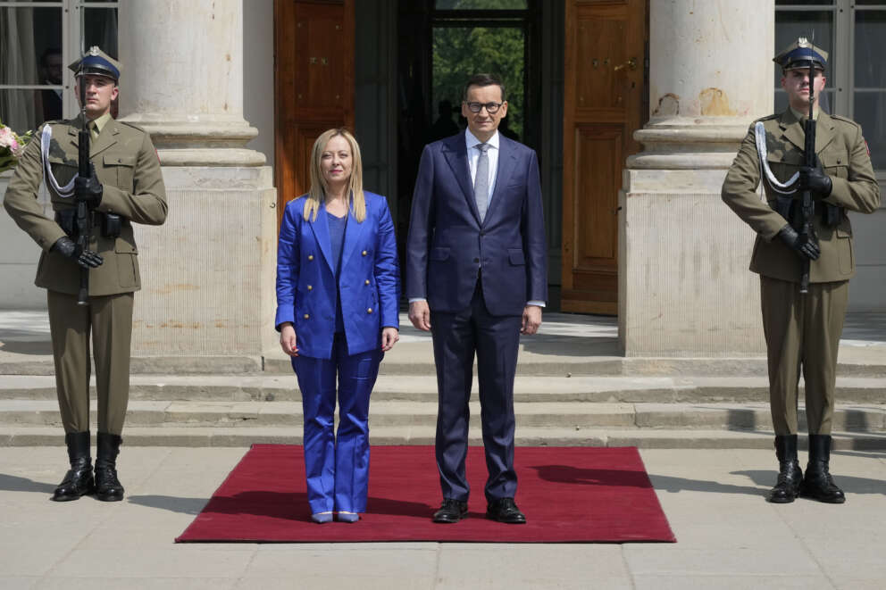 Giorgia Meloni in visita a Varsavia