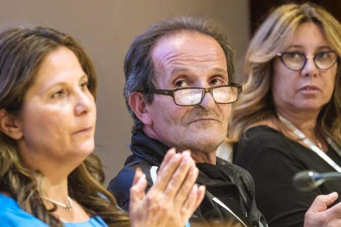 Foto Mauro Scrobogna/LaPresse 03-11-2023 Roma (Italia) – Politica – Congresso degli iscritti del partito Radicale – Nella foto: Irene Testa, Beniamino Zuncheddu, Gaia Tortora November 03, 2023 Rome (Italy)- Politics – Congress of members of the Radical party – In the photo: Irene Testa, Beniamino Zuncheddu, Gaia Tortora