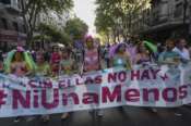 Activists march against gender violence and for the legalization of abortion under the motto “Ni una menos (Not one less)” during the International Day for the Elimination of Violence against Women, in downtown Buenos Aires, Argentina, 25 November 2015. EFE/DAVID FERNANDEZ