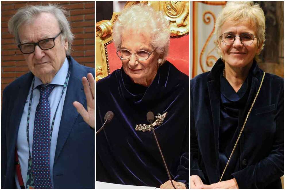 I senatori a vita Carlo Rubbia, Liliana Segre ed Elena Cattaneo