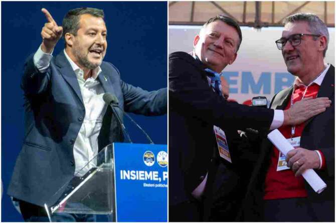 Matteo Salvini, Pierpaolo Bombardieri e Maurizio Landini