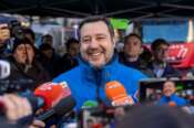Matteo Salvini ad una manifestazione della Lega