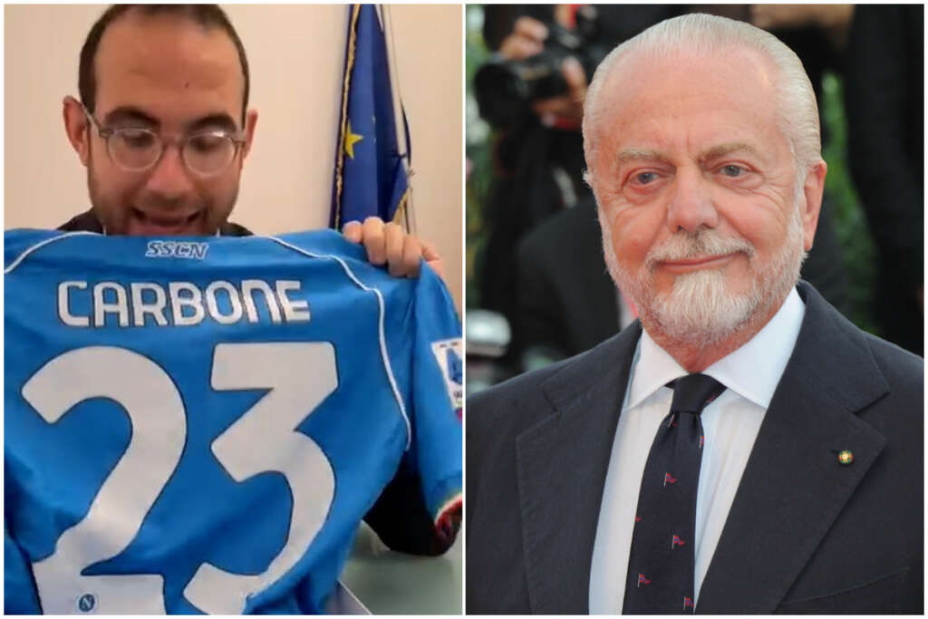De Laurentiis regala maglie del Napoli ai consiglieri comunali, scoppia la polemica: “23 è lo scemo”
