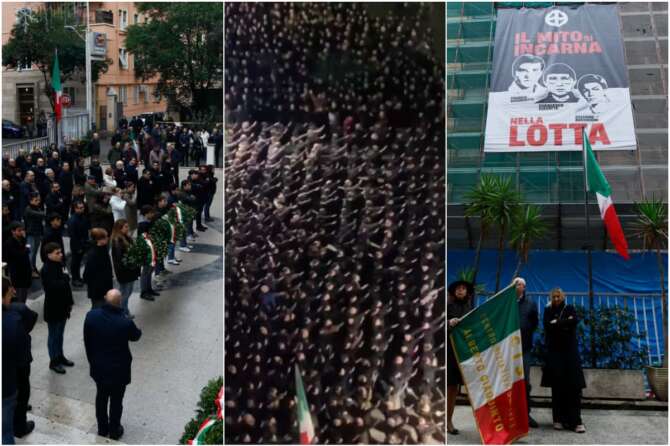 Acca Larentia, centinaia di saluti romani alla commemorazione: sulla vergogna neofascista insorgono le opposizioni