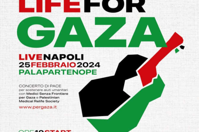 Locandina del concerto-evento Life for Gaza a Napoli