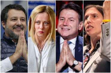 Salvini, Meloni, Conte e Schlein