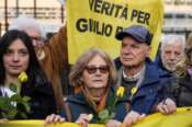 Paola, mother of Giulio Regeni, is flanked by by her husband Claudio prior to the start of the trial for the killing of Cambridge University researcher Giulio Regeni, at the Rome’s court, Tuesday, Feb. 20, 2024. Four high-level Egyptian security officials are going on trial in absentia in a Rome court, accused in the 2016 abduction, torture and slaying of an Italian doctoral student in Cairo. (AP Photo/Andrew Medichini) Associated Press/LaPresse Only Italy and Spain