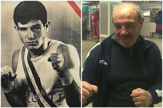 Ernesto Bergamasco in una foto d’epoca della Nazionale e una foto dell’autore