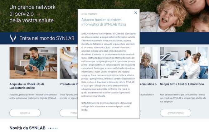 Attacco hacker ai centri analisi Synlab