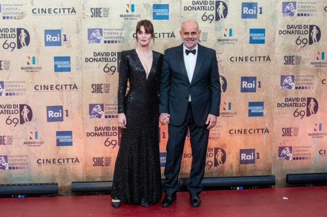 I David di Donatello Red Carpet. Nella foto Paola Cortellesi e Riccardo Milani- Roma, Italia – Venerdì 3 Maggio 2024 (foto Valentina Stefanelli / LaPresse)   Donatello’s David Red Carpet. In the photo Paola Cortellesi e Riccardo Milani – Rome, Italy – Friday 3 May 2024 (photo Valentina Stefanelli / LaPresse)