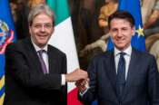 Foto Roberto Monaldo / LaPresse 01-06-2018 Roma Politica Palazzo Chigi – Insediamento del Presidente del Consiglio Giuseppe Conte Nella foto Paolo Gentiloni e Giuseppe Conte durante la cerimonia della Campanella Photo Roberto Monaldo / LaPresse 01-06-2018 Rome (Italy) Prime Minister Giuseppe Conte takes office in Chigi Palace In the photo Paolo Gentiloni, Giuseppe Conte