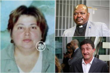 Guerrina Piscaglia, foto da Chi L’Ha Visto?. In alto a destra Padre Graziano. In basso Mirco Alessandrini, marito di Guerrina.