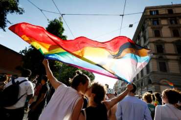 Foto Cecilia Fabiano/LaPresse 10 giugno 2023 Roma, Italia – Cronaca – Roma – Roma Pride 2023. Nella foto: la maniferstazione June 10, 2023 Rome, Italy – News – Roma Pride 2023. In the photo: the demonstration