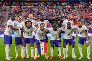 France team during the Euro 2024 soccer match between Austria and France at the Düsseldorf Arena, Düsseldorf, Germany – Friday 17 , June , 2024. Sport – Soccer . (Photo by Fabio Ferrari/LaPresse)