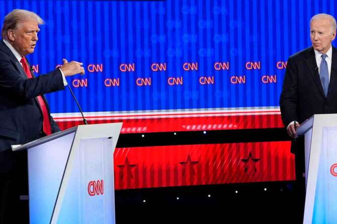 Republican presidential candidate former President Donald Trump speaks during a presidential debate hosted by CNN with President Joe Biden, Thursday, June 27, 2024, in Atlanta. (AP Photo/Gerald Herbert)

Associated Press/LaPresse
