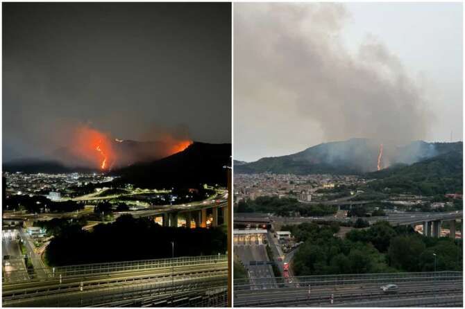 Mega incendio a Napoli: collina dei Camaldoli in fiamme, cenere e puzza anche in centro