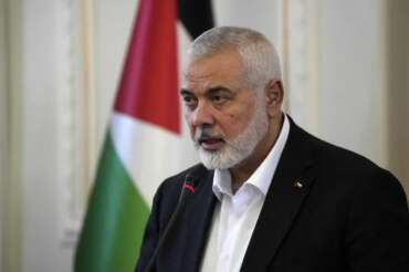 Hamas chief Ismail Haniyeh speaks during a press briefing after his meeting with Iranian Foreign Minister Hossein Amirabdollahian in Tehran, Iran, Tuesday, March 26, 2024. The chief prosecutor of the International Criminal Court said Monday he is seeking arrest warrants for Israeli and Hamas leaders, including Israeli Prime Minister Benjamin Netanyahu, in connection with their actions during the seven-month war between Israel and Hamas. Haniyeh is one of the three Hamas leaders believed to be responsible for war crimes and crimes against humanity in the Gaza Strip and Israel. (AP Photo/Vahid Salemi, File) Associated Press/LaPresse