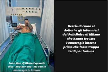 Le storie di Fedez su Instagarm in cui il rapper annuncia il ricovero