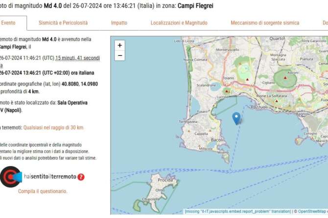 terremoto 26 luglio 2024 campi flegrei