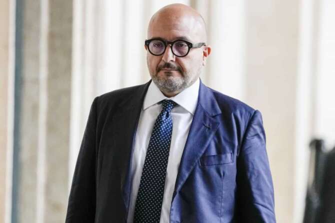 FILE – Culture Minister Gennaro Sangiuliano arrives at Quirinal presidential palace, Rome, Oct. 22, 2022. (AP Photo/Andrew Medichini, File)