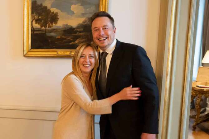 Foto Filippo Attili/Palazzo Chigi/LaPresse 15 giugno 2023 Roma, Italia – Politica – Il Presidente del Consiglio, Giorgia Meloni, incontra il numero uno di Tesla, Twitter e Space X Elon Musk a Palazzo Chigi. DISTRIBUTION FREE OF CHARGE – NOT FOR SALE – Obbligatorio citare la fonte LaPresse/Palazzo Chigi/Filippo Attili