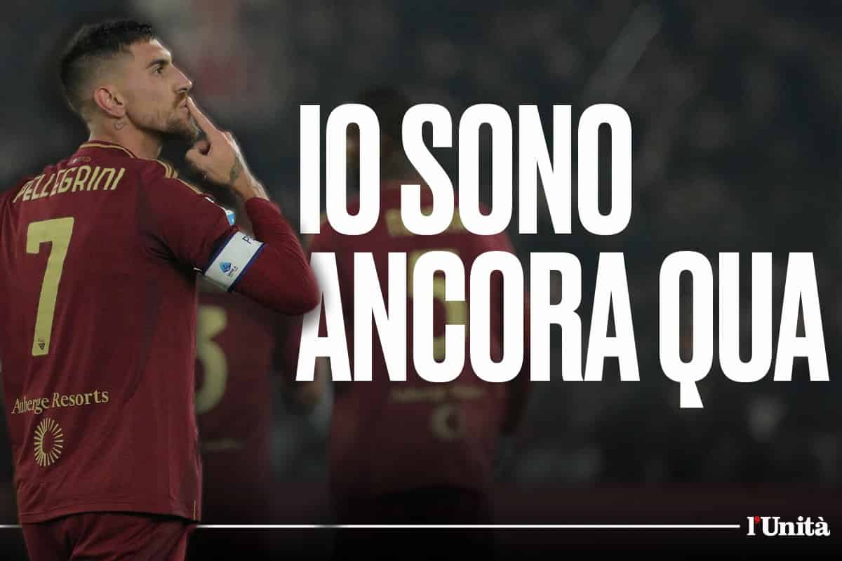 Il capitano della Roma Lorenzo Pellegrini esulta dopo il gol nel derby contro la Lazio