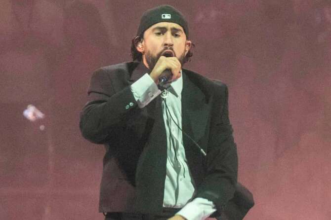 FILE – Bad Bunny performs during “The Most Wanted Tour” at State Farm Arena in Atlanta on May 15, 2024. (Photo by Paul R. Giunta/Invision/AP, File)