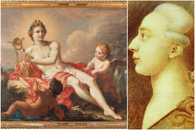 Foto ufficio stampa Palazzo Reale di Napoli. In foto: l’Apollo e il ritratto di Casanova