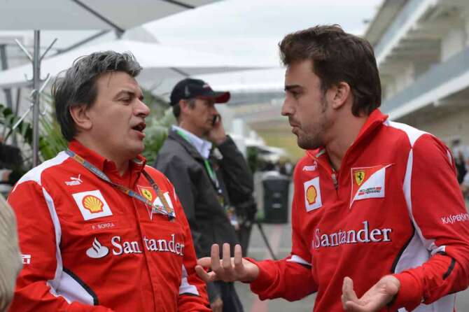 © Photo4 / LaPresse 15/11/2012 Austin, USA Sport United States Grand Prix, Austin 15-18 November 2012 In the pic: Fernando Alonso (ESP) Scuderia Ferrari F2012 with Fabrizio Borra (ITA), physiotherapist
