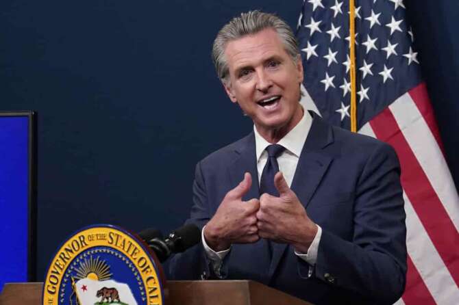 Calif. Gov. Gavin Newsom presents his revised state budget during a news conference in Sacramento, Calif., Wednesday, May 14, 2025. (Photo/Rich Pedroncelli) Associated Press / LaPresse Only italy and spain