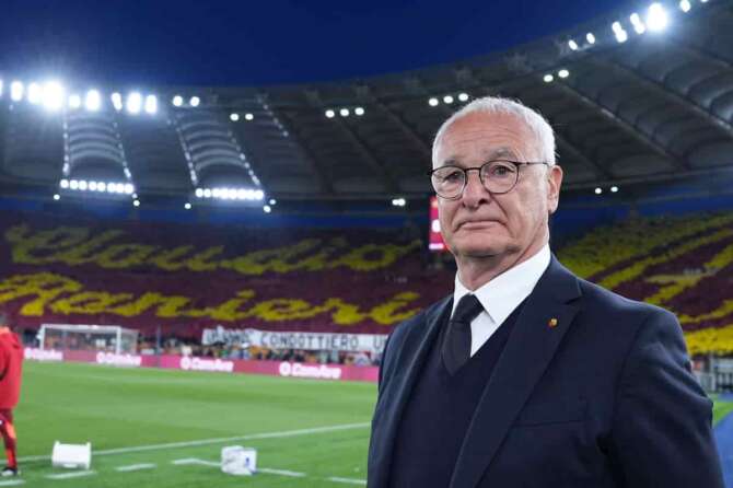 Roma’s head coach Claudio Ranieri during the Serie A EniLive soccer match between Roma and Milan at the Rome’s Olympic stadium, Italy – Saturday May 18, 2025 – Sport Soccer ( Photo by Alfredo Falcone/LaPresse )