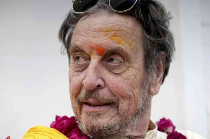 Elon Musk’s father Errol Musk, at Hanuman Garhi temple in Ayodhya, India, Wednesday, June 4, 2025. (AP Photo/Rajesh Kumar Singh)