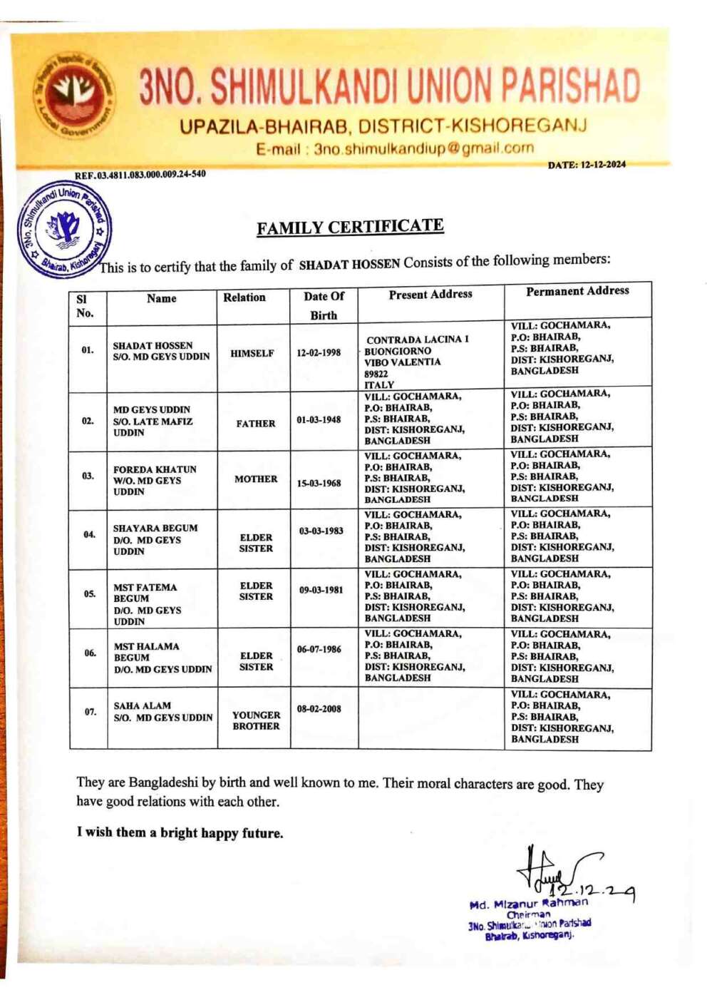 Copia Certificato Famiglia SAHA ALAM_