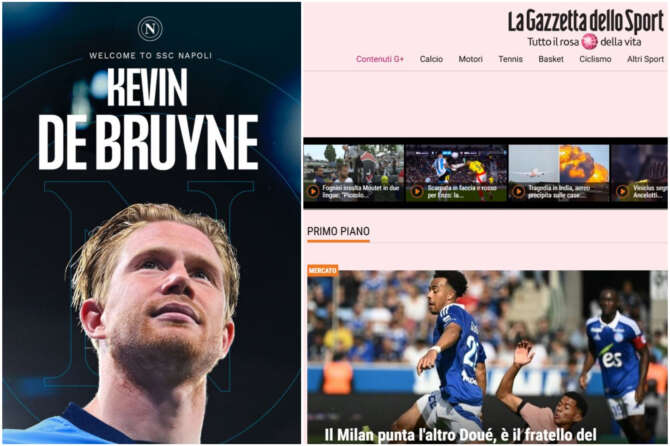 Fonte SSC Napoli pagina Facebook e home page Gazzetta.it