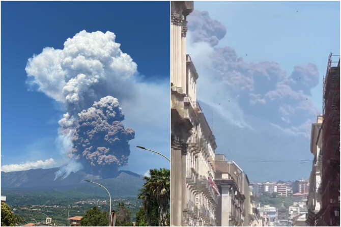 Etna, crolla parte del cratere: nube eruttiva dal vulcano alta chilometri, allerta rossa per i voli