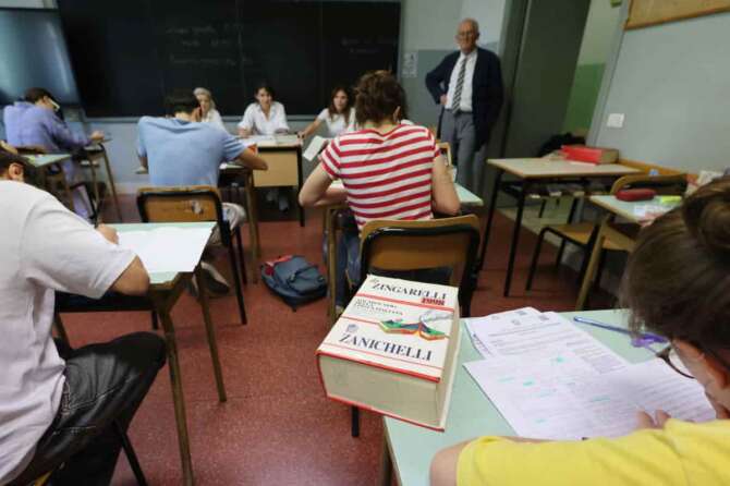 esami di maturita al Liceo Classico Arnaldo, Brescia 19 giugno 2024. La Presse Riccardo Bortolotti