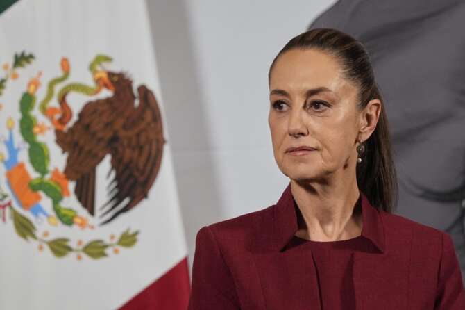 FILE – Mexican President Claudia Sheinbaum attends her morning press conference at the National Palace in Mexico City (AP Photo/Marco Ugarte, File)
