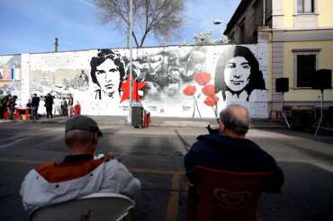 Foto LaPresse – Stefano Porta 18/03/2017 Milano ( Ita ) Cronaca Presidio in Via Mancinelli per ricordare l’uccisione di Fausto Tinelli e Lorenzo Iaio Iannucci con il nuovo murales.