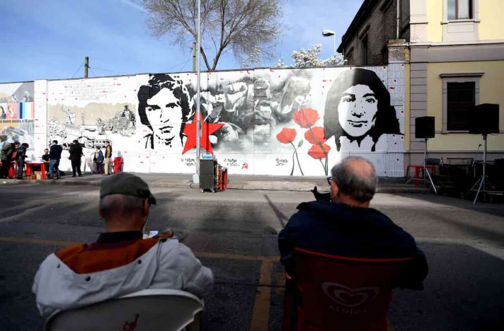 Foto LaPresse – Stefano Porta 18/03/2017 Milano ( Ita ) Cronaca Presidio in Via Mancinelli per ricordare l’uccisione di Fausto Tinelli e Lorenzo Iaio Iannucci con il nuovo murales.