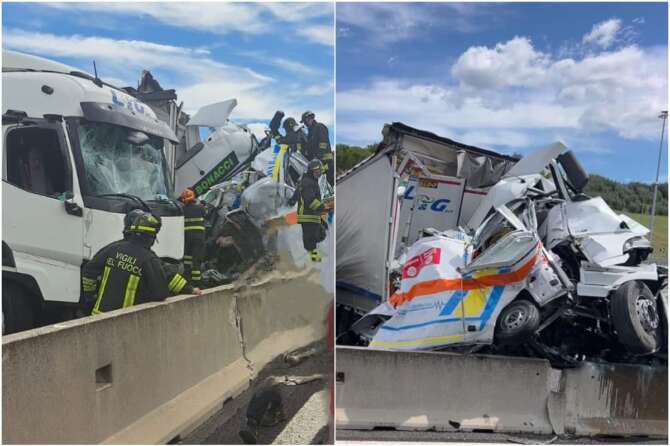Incidente sull’autostrada A1 ad Arezzo, camion salta corsia: tre morti su un’ambulanza, oltre 10 feriti
