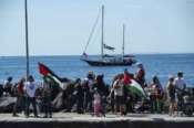 The Freedom Flotilla human rights organization Madleen boat is docked near Catania’s harbor, Italy, Sunday, June 1, 2025, ahead of its departure for the Mideast. (AP Photo/Salvatore Cavalli)