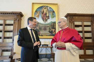 Foto Vatican Media/LaPresse 04 Settembre 2025 Città del vaticano Cronaca Papa Leone XIV riceve in udienza Isaac Herzog, Presidente dello Stato di Israele DISTRIBUTION FREE OF CHARGE – NOT FOR SALE
